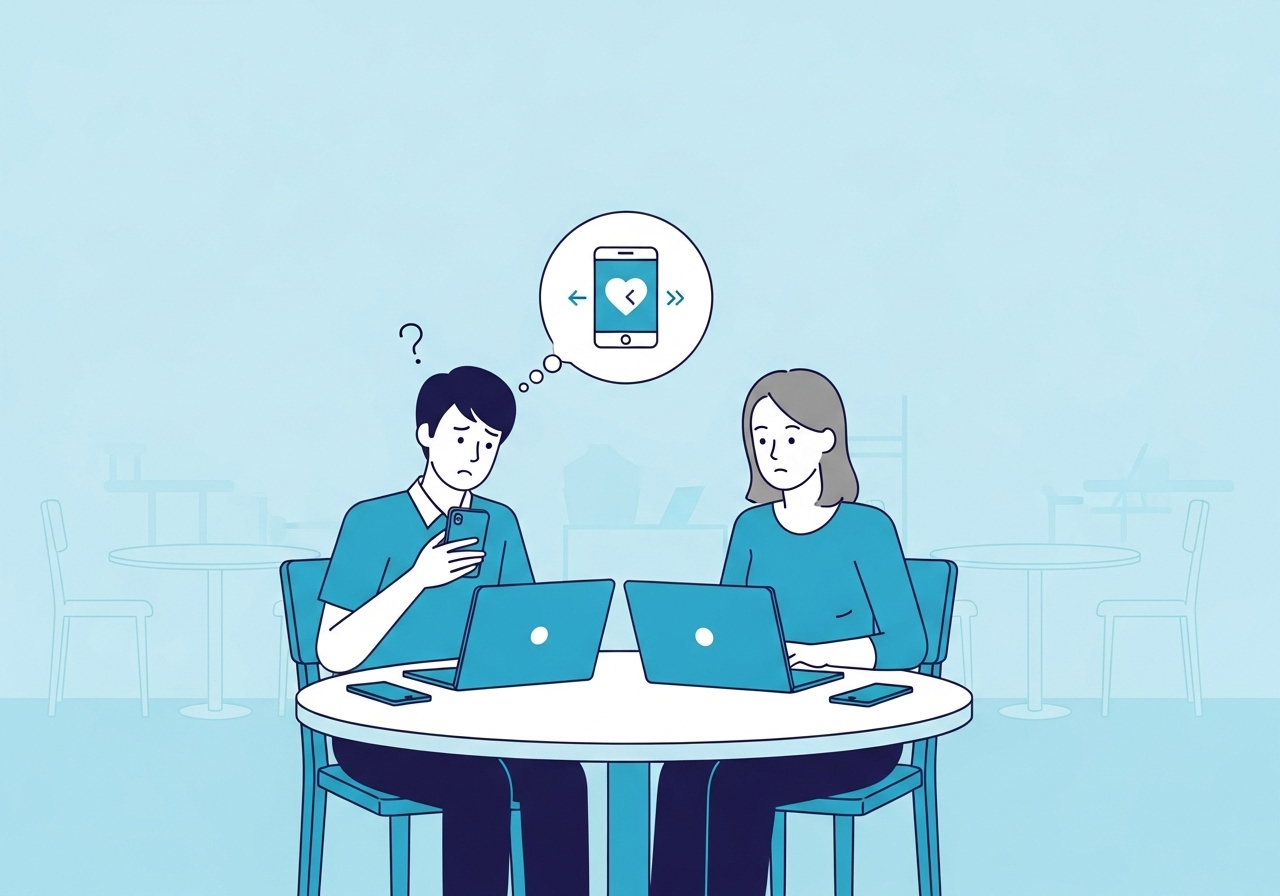 Couple having conversation about relationships and dating apps